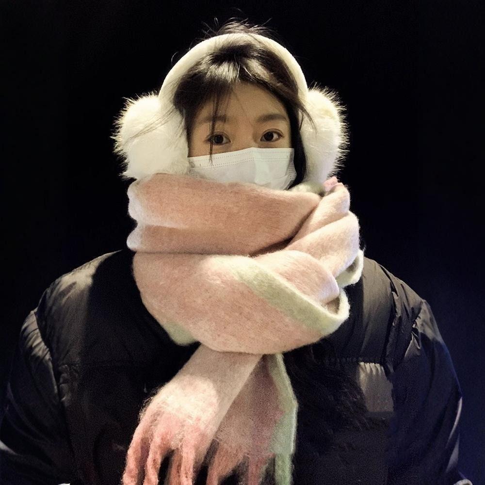 Korean Style Winter Cashmere Scarves Gradient Color Cashmere Shawl Long Wool Tassel Scarf Women