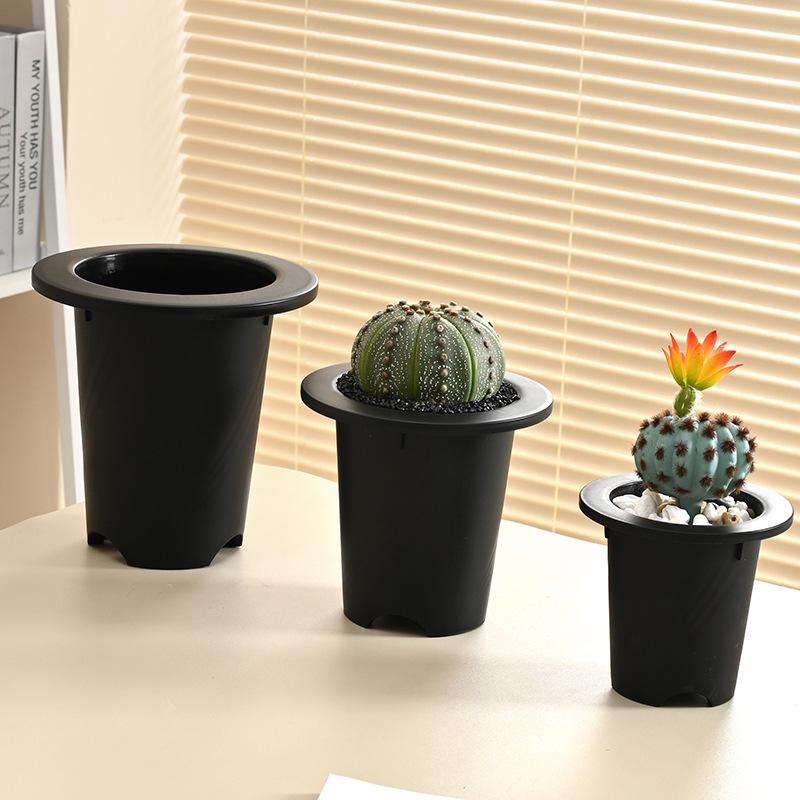 Large Round Resin Flower Pot for Cactus & Succulents - Desktop Home Garden Planter