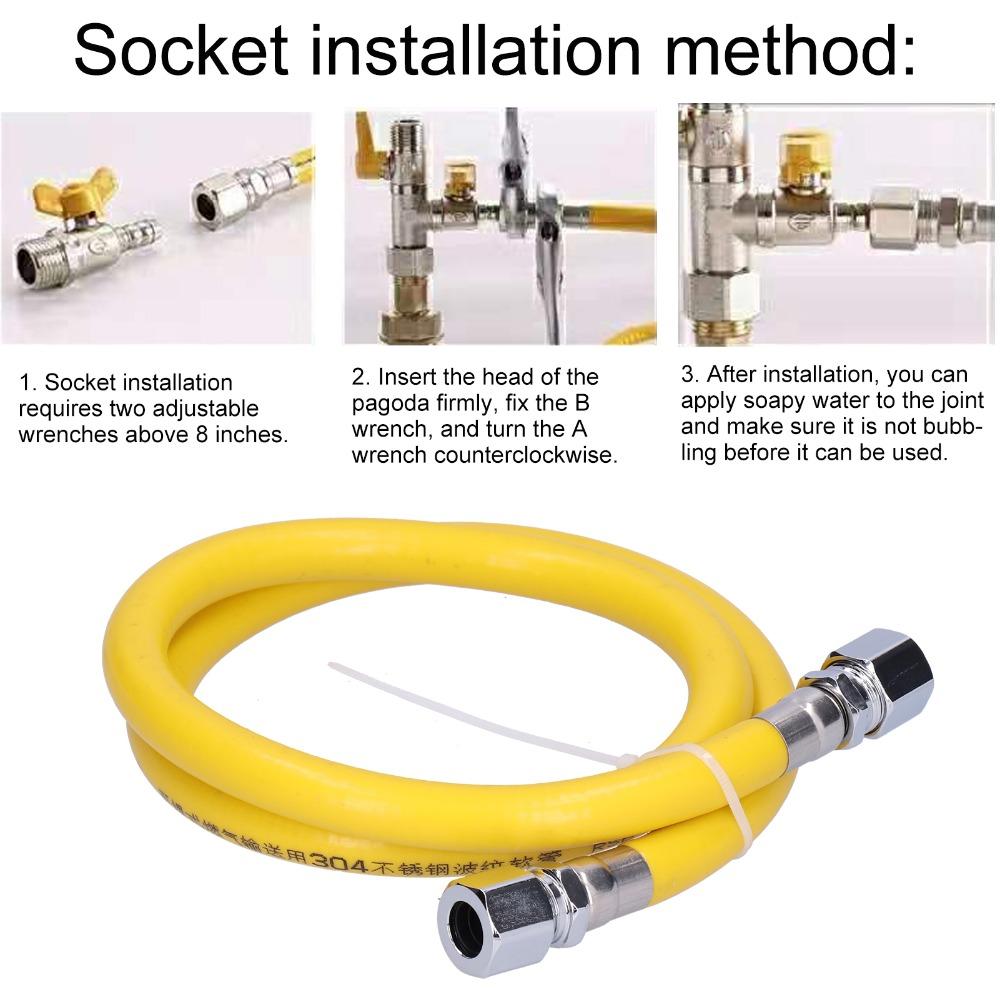 304 Stainless Steel Gas Hose Yellow Stove Gas Line Daily Home Gas Equipment Replacement