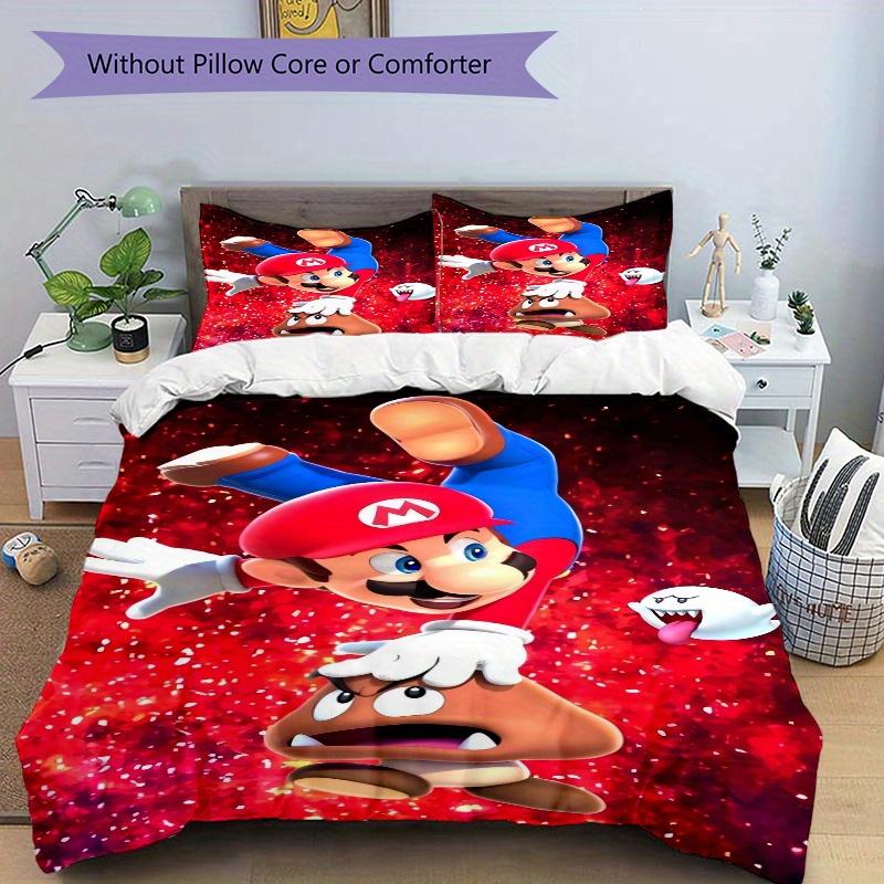 3pcs Mario Bedding Set - Includes Quilt Cover and Pillowcases, Suitable for All Seasons, Machine Washable - Ideal Gift for Family and Friend