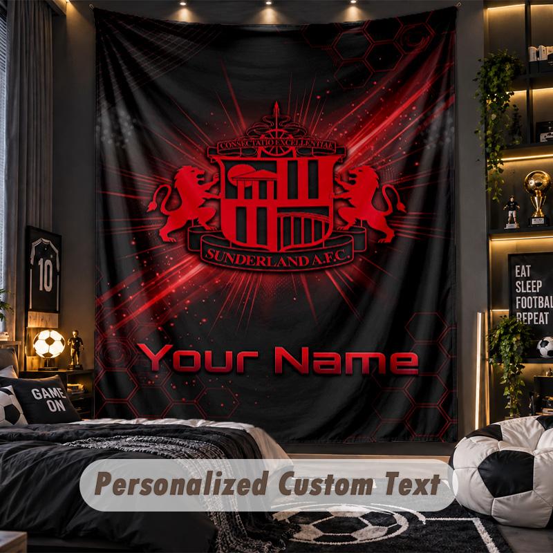 TapestrySunderland FC Custom Name Text Personalized Wall Hanging Tapestry Home Wall Decor