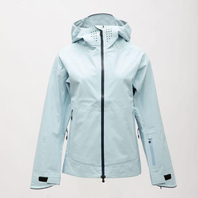 Sky Blue Softshell Jacket with Hood Black Zip Closure Woman ROSSIGNOL