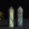 Natural Labradorite & Gray Moonstone Hexagonal Prism Crystal Ornament