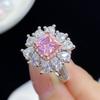 BELLA BOX New Luxury Square  Pink Shape  Temperament Rings For Women's Fashion  Dinner Party Fine Jewelry New Trendy