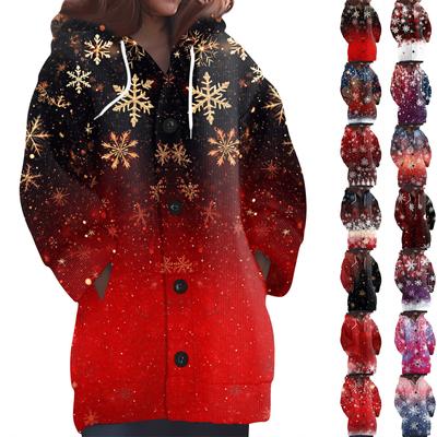 Свитшоты для женщин Вязаный свитер с длинным рукавом Принт Вязаный худи с пуговицами Кардиган Пальто