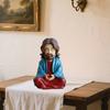 Yousheng Meditating Cartoon Jesus Figurine Hand-Painted Jesus Statue Sculpture Religious Easter Christmas Desktop Decoration Ornament