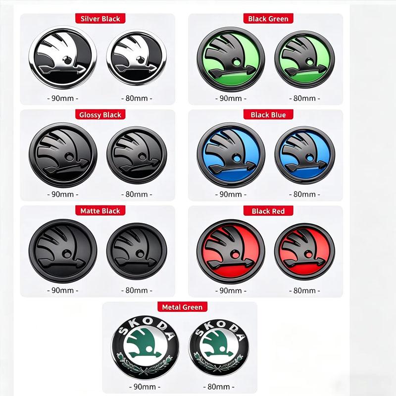 80mm/90mm Emblem For Skoda Logo Fabia 1 2 Octavia a7 RS Superb Rapid Yeti Karoq Vision Car Head Front Rear Boot Tailgate Sticker xkbf53