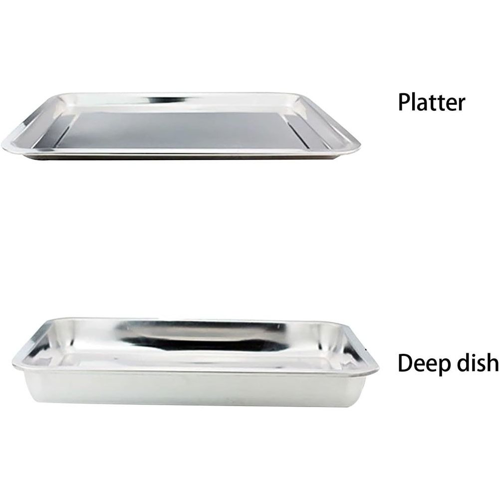 Stainless Steel Food Storage Serving Tray Rectangle Oven Trays  for Cooking Serving