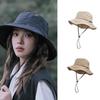 Solid Color Drawstring Fishmen Hat UV Protection Mountaineering Cap Quick Dry Bucket Hat Unisex