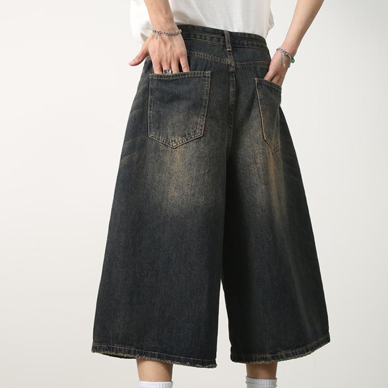Женские мешковатые джинсовые шорты в стиле Y2k, широкие короткие брюки, модные, с высокой талией, темные, длиной до колена, свободные, унисекс, повседневные джинсы