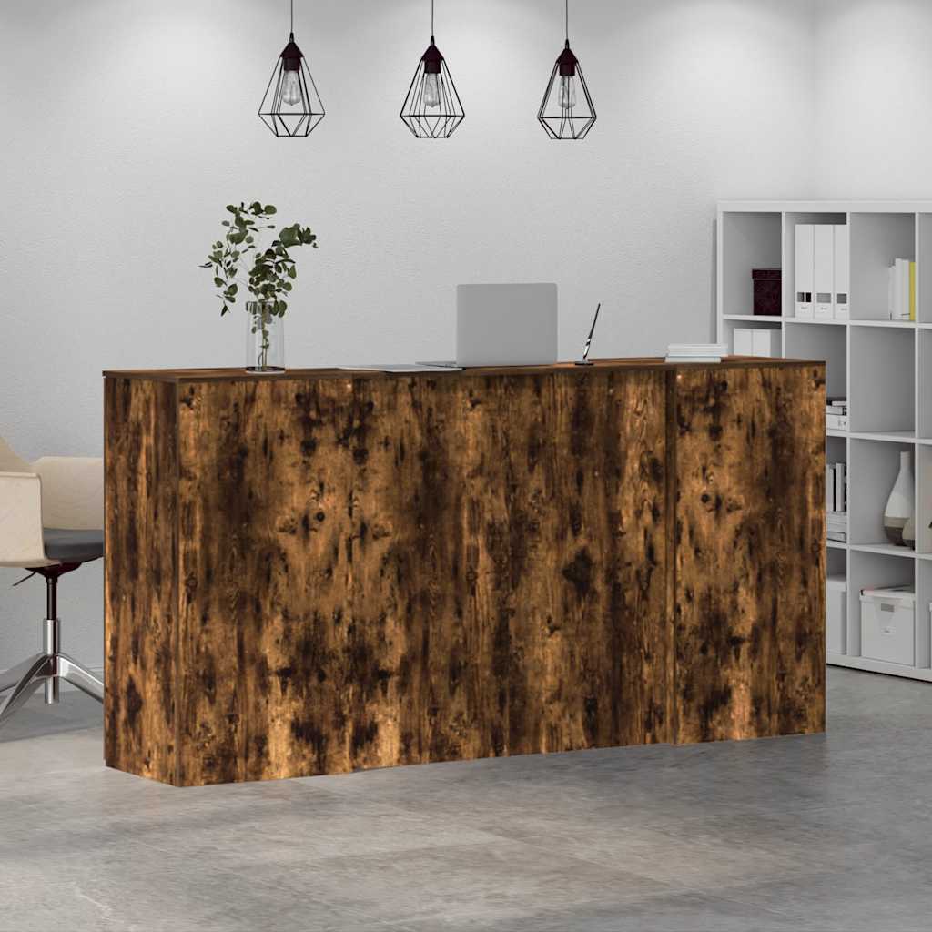 Reception Desk in Smoked Oak 200 x 50 x 103.5 cm Engineered Wood