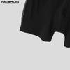 INCERUN Men Short Sleeve Mesh Sheer Patchwork Fitted Jumpsuits Romper Bodysuits Pajamas
