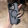 Чехол для телефона для iPhone 16E 15 14 16 Plus 11 12 13 16 Pro Max Магнитный ремешок на запястье Magsafe Шнурок Защитник Ударопрочный чехол