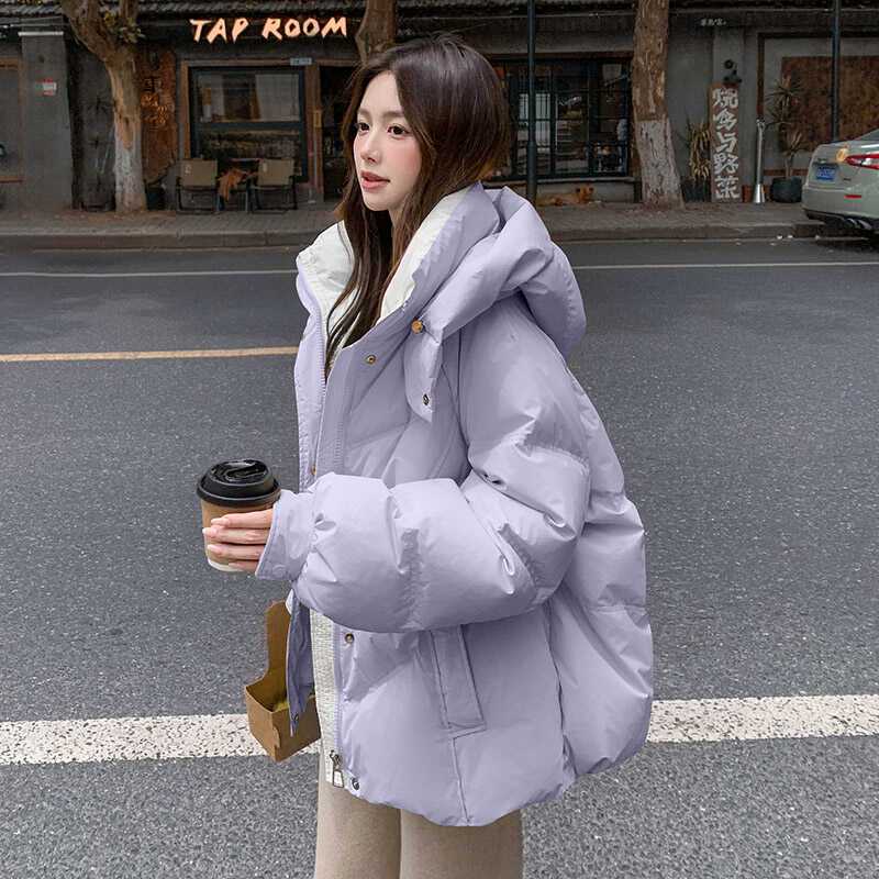 Women Winter Puffer Coat Trendy Color Block Lightweight Warm Jacket Casual Outerwear