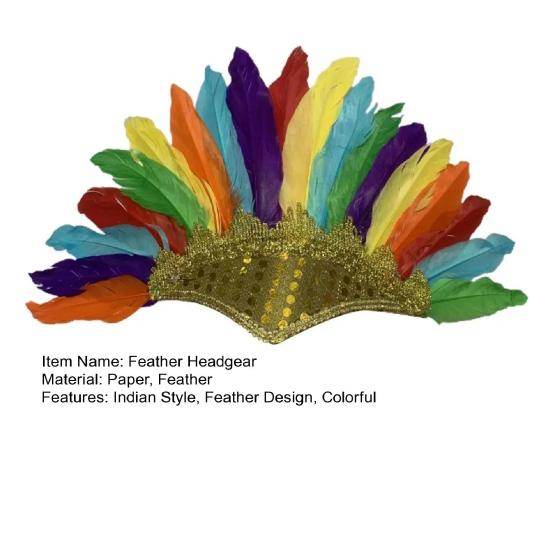 Головной убор с перьями на Хэллоуин, красочная шляпа в индийском стиле, карнавальный костюм, детский головной убор для выступлений, Хэллоуин, косплей, аксессуары для вечеринок