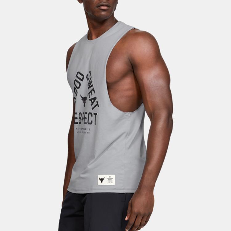 Under Armour Проект Буква Печать Спортивный Дышащий Жилет Мужские Жилеты Серый 1346097-011