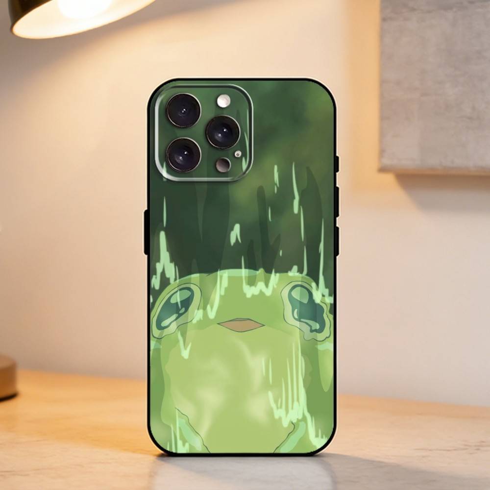 H-Счастливая Лягушка Чехол для Телефона для iPhone 17,16,15,14,13,12,11 Plus,Pro Max,XS,Мягкий Силиконовый Черный Чехол