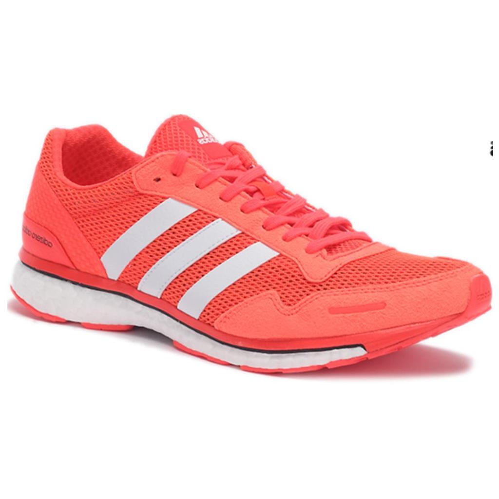 adidas Adizero Adios SMC Нескользящие Устойчивые к истиранию Низкие Беговые Кроссовки Унисекс Неоновый Красный AQ2429