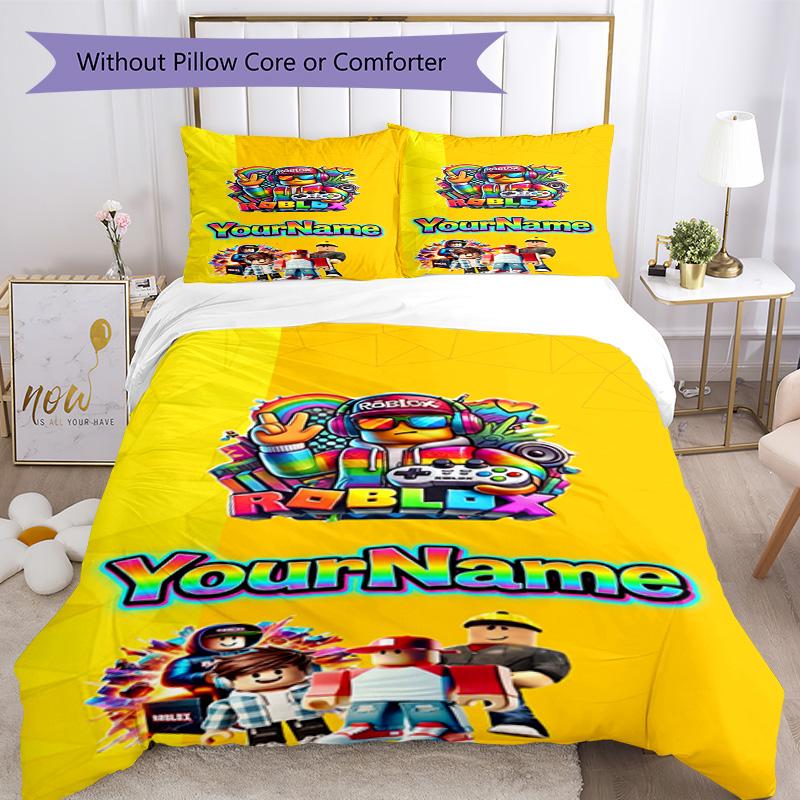 Roblox 487 Customize your name Bedding Set Breathable Duvet Cover with Pillowcases Home Decoration Birthday Gift