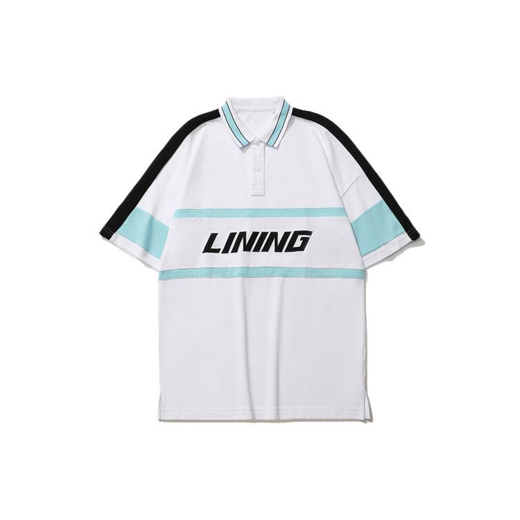 Li Ning Sports Fashion Series свободная рубашка поло с коротким рукавом мужская белая APLR113-5