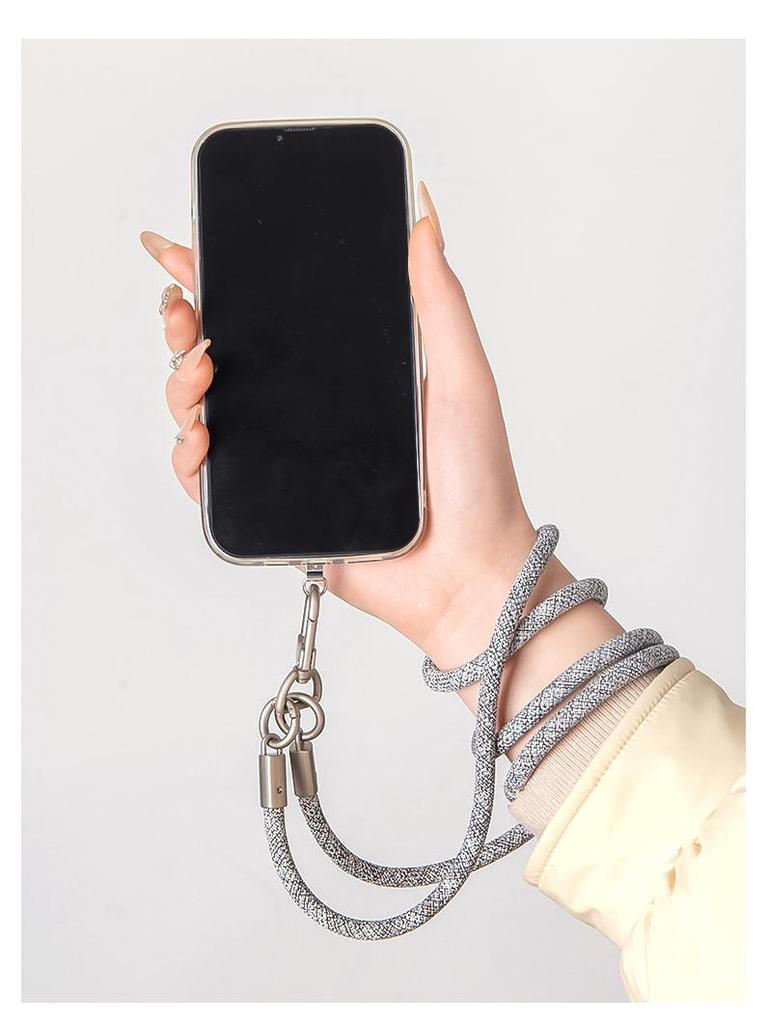 7mm Thick Polyester Mobile Phone Crossbody Lanyard with Stainless Steel Back Sticker