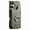For iPhone 16 Case with Card Holder Kickstand Leather+TPU+PC Phone Cover