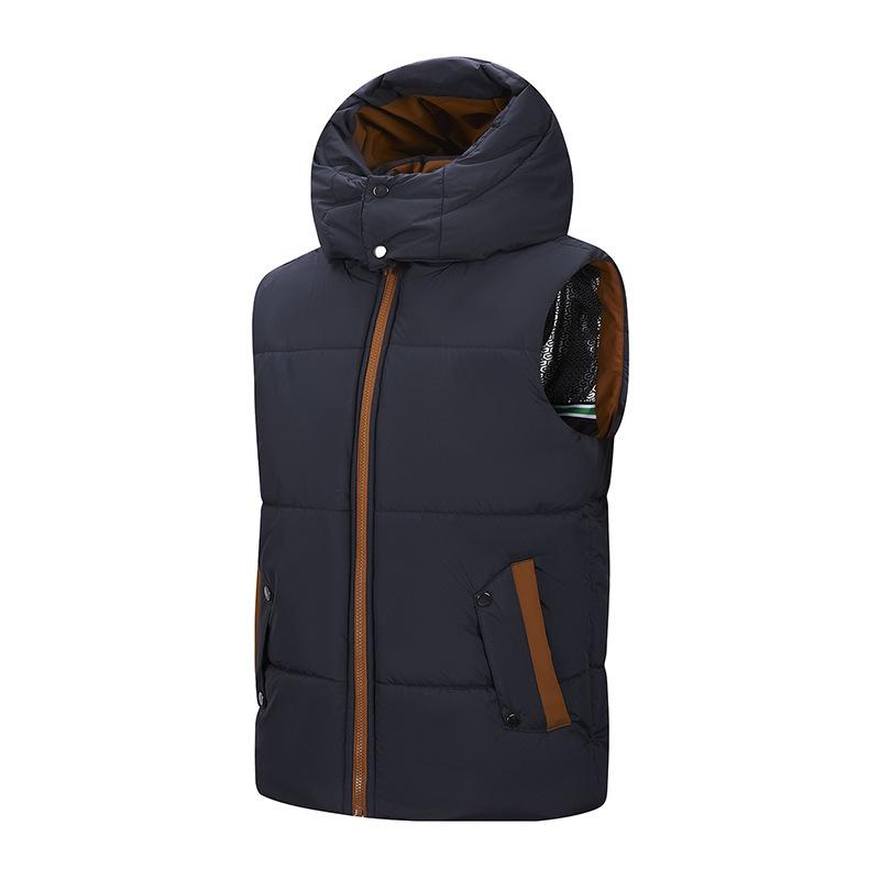 Thick Outdoor Casual Sports Vest for Autumn and Winter, Men's Slim Fit Hooded Vest with Plush and Thick Shoulder