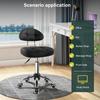 BFTOU Black Square Minimalist Swivel Stool with Wheels Work Spa Shop Massage Height Adjustable and Rolling Stool Chair with Backrest Cost-Effective