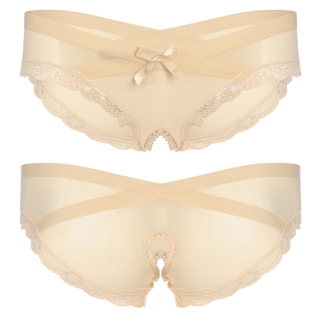 Мужские прозрачные сетчатые трусы без вырезов с низкой посадкой, трусы с кружевной отделкой, нижнее белье для трансвеститов Sissy