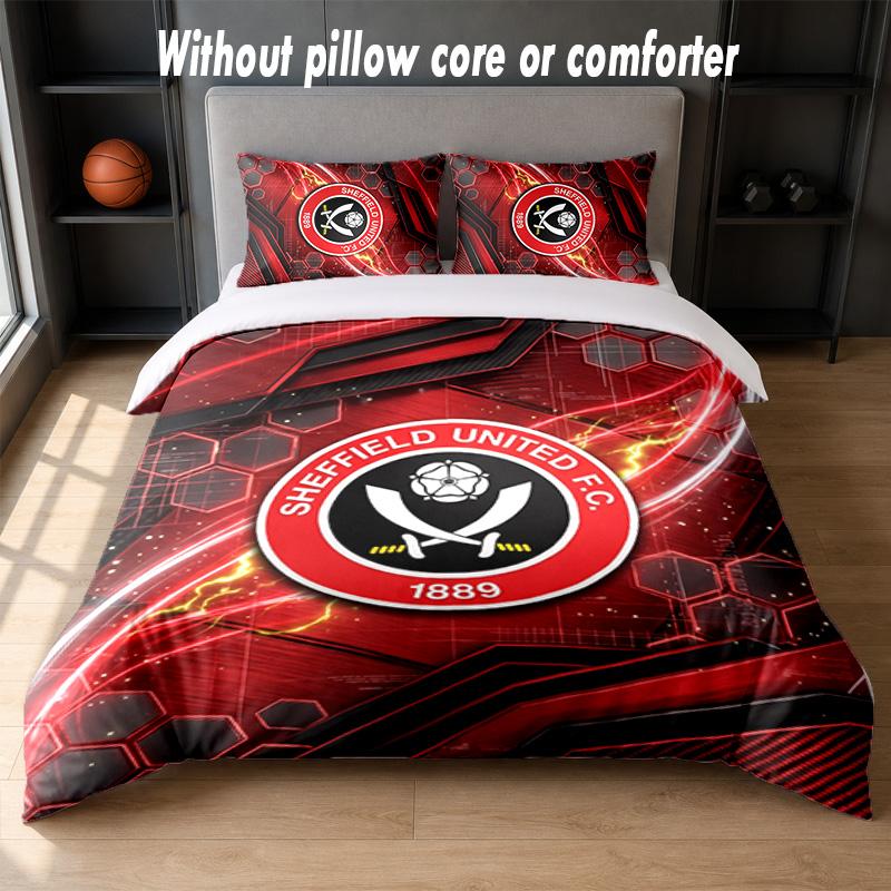 Футбольный дизайн Sheffield United Комплект постельного белья 1 пододеяльник + 2 наволочки Мягкое дышащее домашнее постельное белье