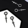 1 Pair Men Earrings Solid Color Sword Shape Punk Style Portable Drop Earrings for