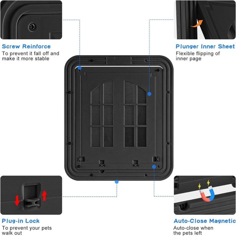Self-Closing Pet Lockable Screen Door Reinforced Cat Door Hole Dog Screen Door House Accessories