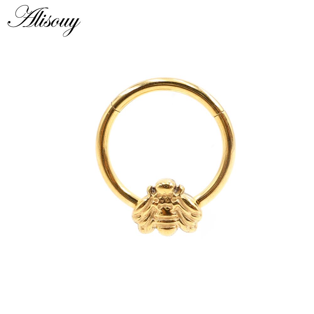 Alisouy 1PC Нержавеющая сталь Летучая мышь Пчела Змея Лист Нос Кольцо Daith Пирсинг Украшения Серьги-кольца для козелка хряща Спиральные серьги