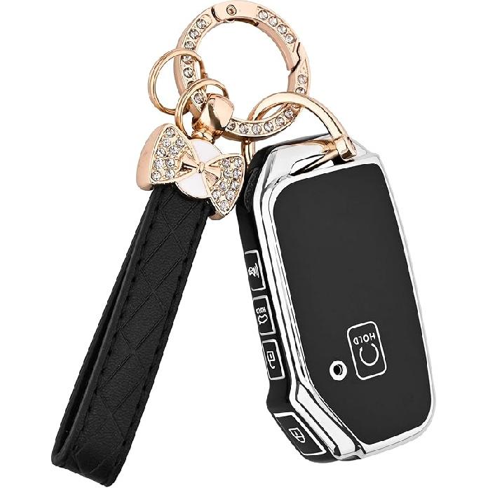 For Kia Key Fob Cover - 5 Button TPU Car Key Case Shell Protector With Keychain Fit For Kia K5, Forte, Sportage, Soul, Seltos, Telluride, Sorento,
