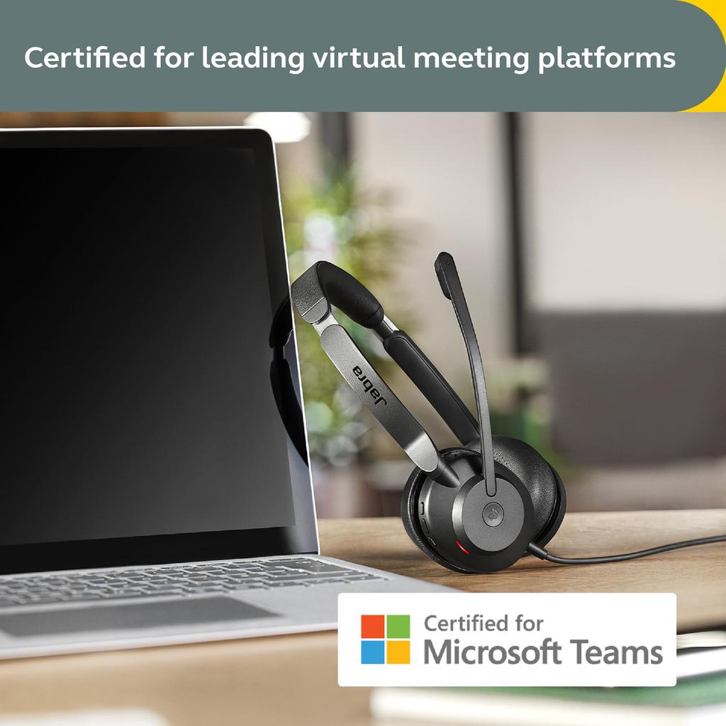 Проводная стереогарнитура Jabra Evolve2 30 SE с шумоподавлением, технологией вызова с двумя микрофонами и кабелем, сертифицированная MS Team, совместимая со всеми другими платформами