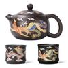Hand-made Dragons Phoenixs Color-changing Purple Clay Teapot Reusable Tea Pot For Brewings Tea Cup Infuser Teapot Valuable Gift