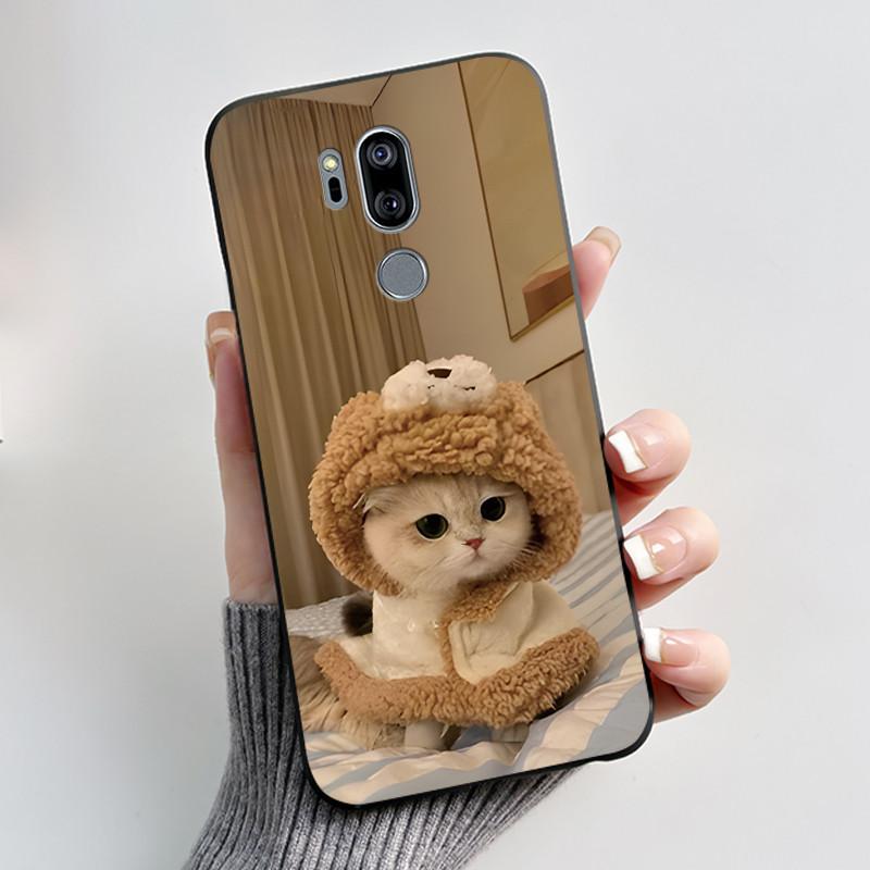 Милый Чехол Для LG G7 thinQ Capa Coque Печатный Корпус Защитная Крышка Для LG G7thinQ Fundas Мягкий Силикон Мультяшный Черный Корпус