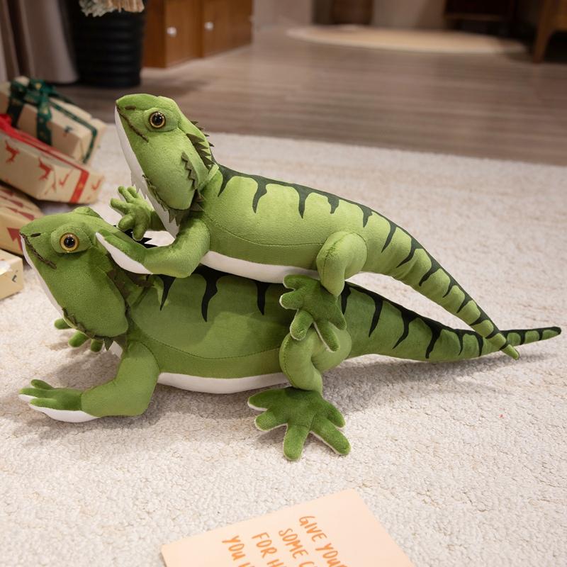 Bearded Dragon Plush Toy Brown Green Color Options Long Tail Reptile Figure for Lizard Lovers Birthday Present Selection
