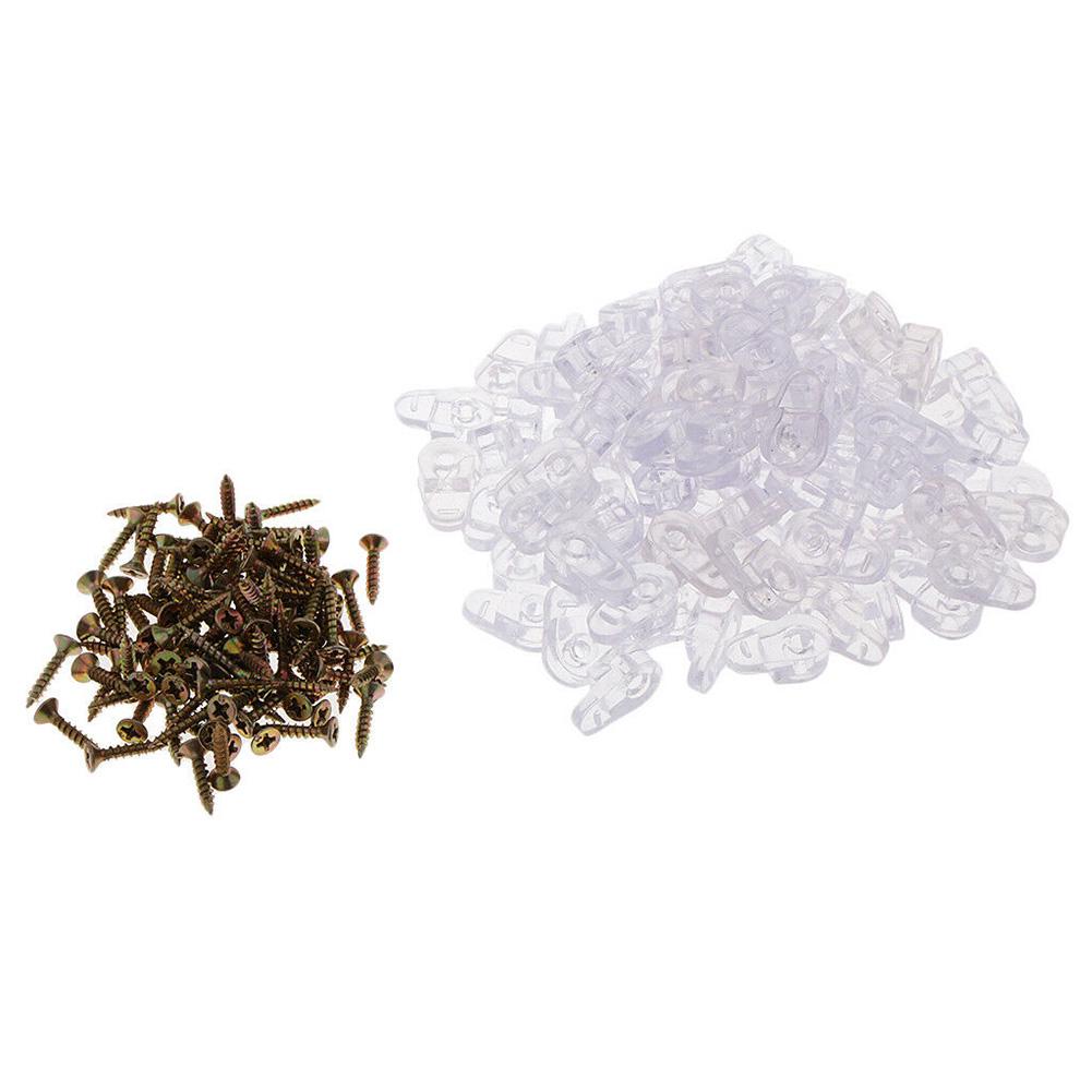 100PCS Plastic Glass Retainer Transparent Mirror Cabinet Fix Clips
