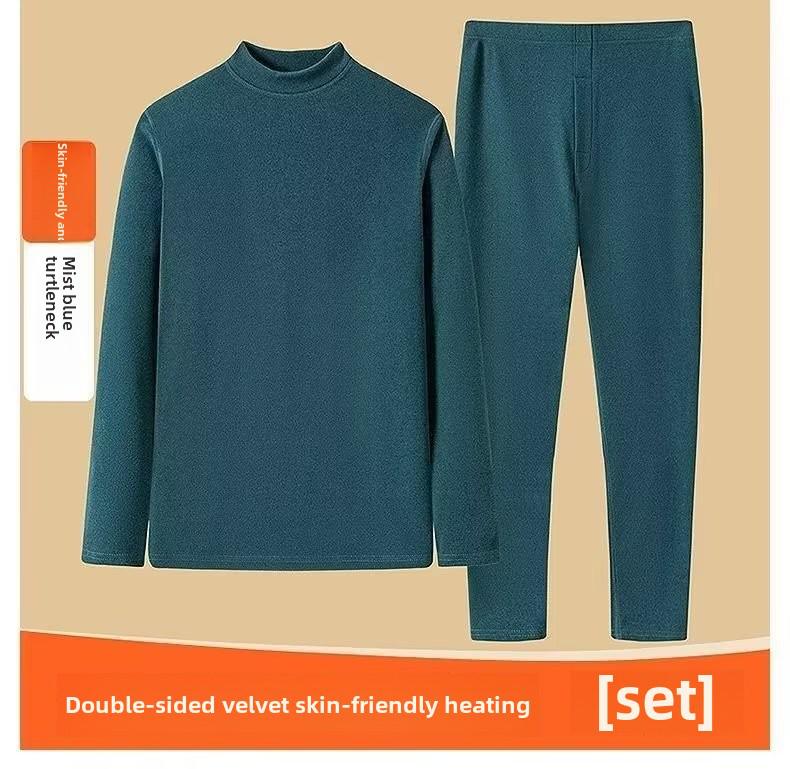 Мужской комплект термобелья из немецкого бархата - утепленный топ с длинными рукавами и брюки для зимы и осени