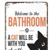 Винтажная табличка для ванной комнаты с кошкой Добро пожаловать в ванную комнату Скоро с вами будет кошка Забавная металлическая табличка с кошкой для туалета, ванной комнаты, настенный декор