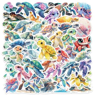50 красочных наклеек с изображением морских черепах для чемоданов, скутеров, мобильных телефонов и зимнего снаряжения