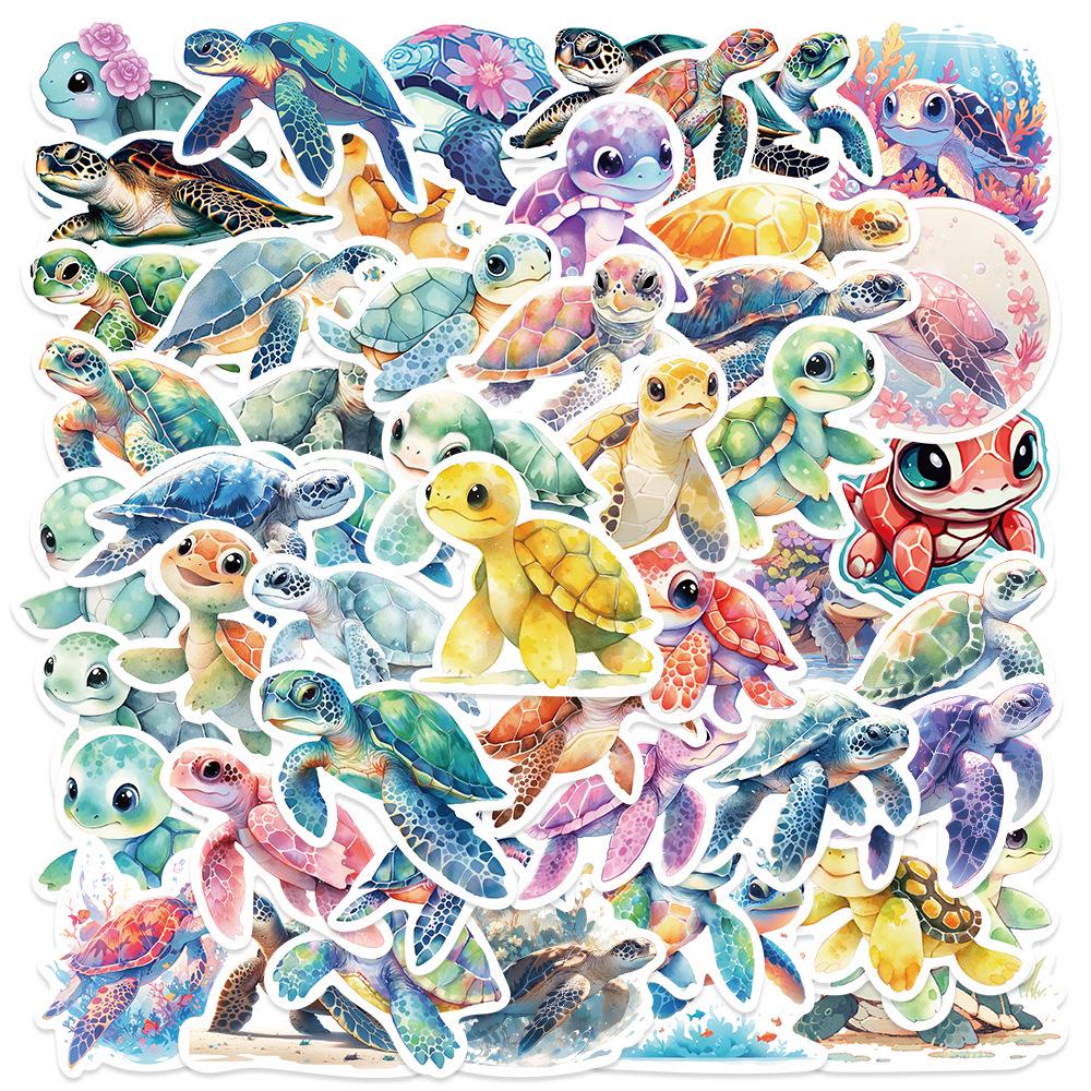 Красочные мультяшные наклейки с черепахами - 50 водонепроницаемых виниловых дизайнов для DIY и украшения