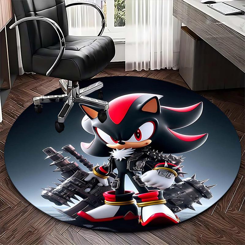1pc Shadow the Hedgehog Anime Design Round Carpet - Office Chair Mat, Non-Slip Rug for Home Decor, Gaming Room, Seasonal Gift.J086