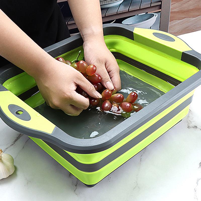 Складная разделочная доска, многофункциональная складная сливная корзина для раковины, моющееся сито для овощей, органайзер для хранения кухонной посуды
