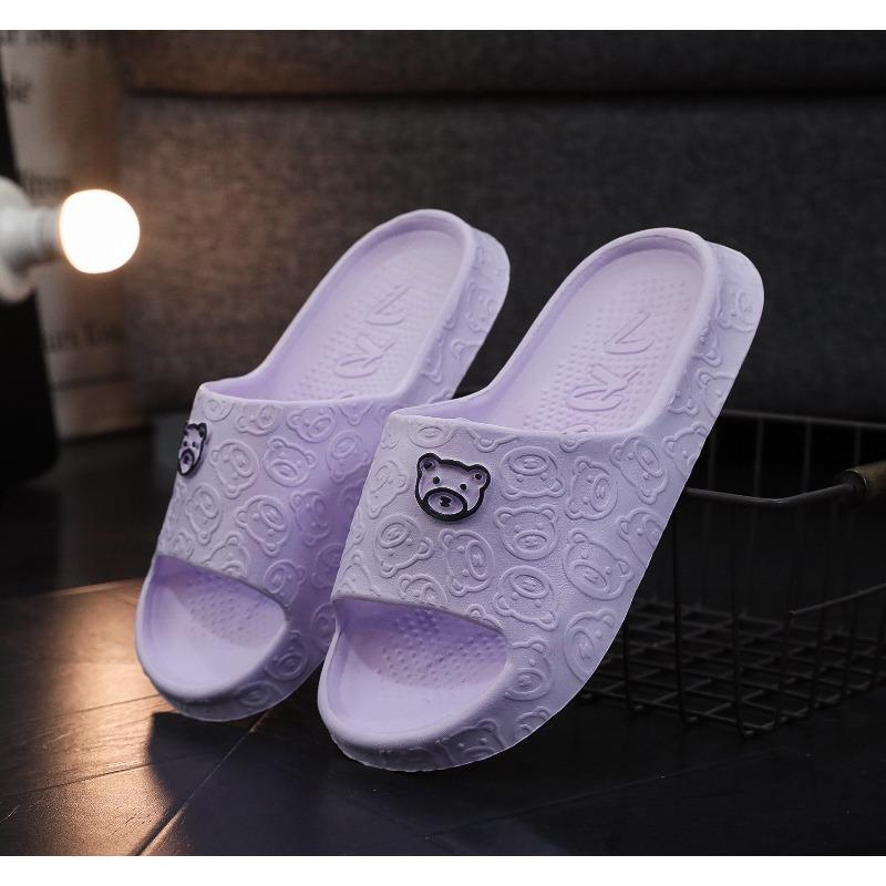 Комфортные тапочки с рисунком плюшевого медведя - мягкая амортизирующая подошва для отдыха в помещении, игривый мультяшный дизайн