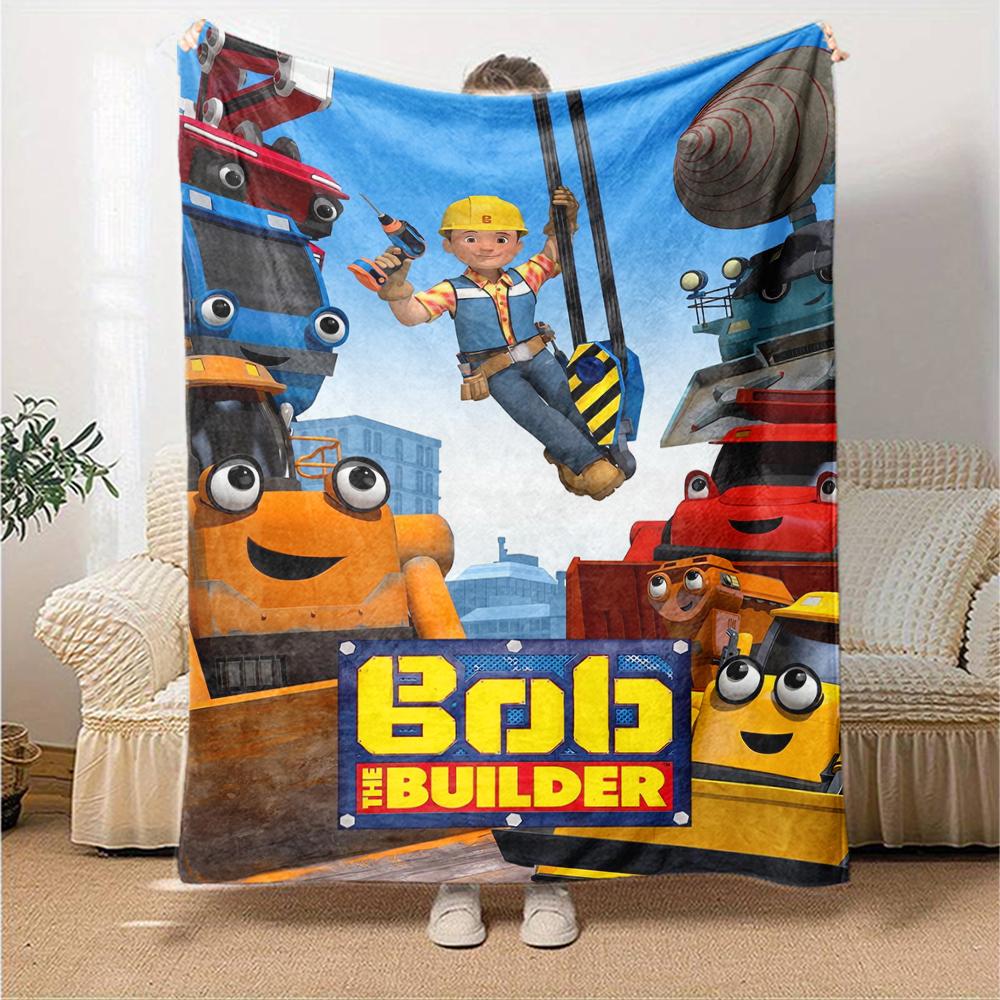 Bob the Builder Theme Printed Blanket - Perfect for Couch, Bed, Travel & Outdoor Use | Machine Washable, Cozy & Durable.