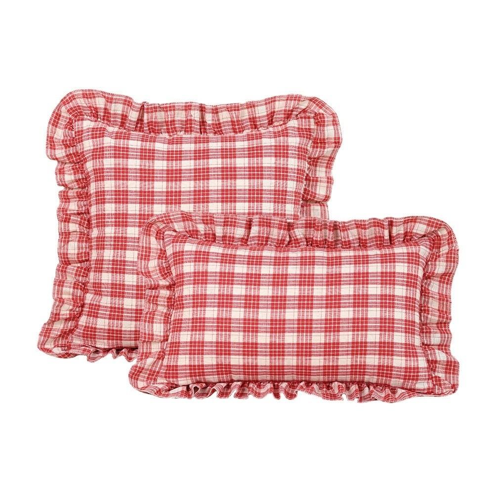 30x50cm Plaid Cushion Cover Square Shape Piping Pillowcase Ruffled Cushion Cover Living Room Decor