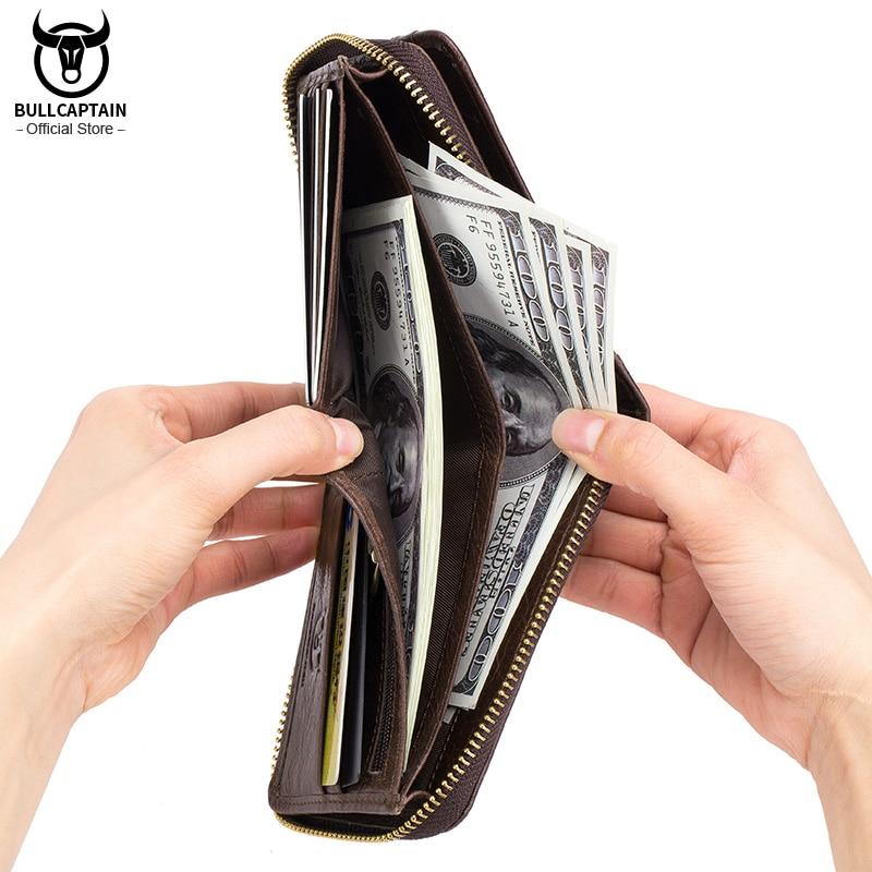 BULLCAPTAIN RFID мужской кошелек из натуральной кожи, портмоне, дизайнерский брендовый кошелек, кожаный кошелек-клатч, мужской кошелек, держатель для карт