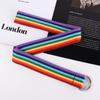 D-shaped Buckle Rainbow Canvas Belt Long Canvas Waist Belt Retro Men Belt  For Jeans